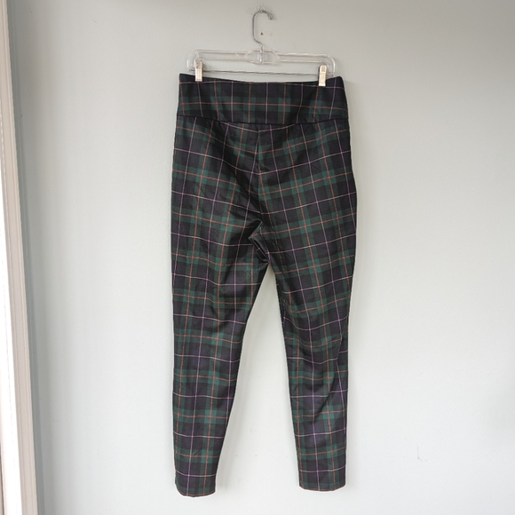 NWT Crown & Ivy Women's Green Plaid Pull On Stretch Skinny Pants - Picture 8 of 11